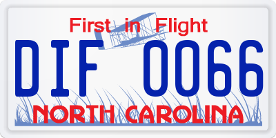NC license plate DIF0066