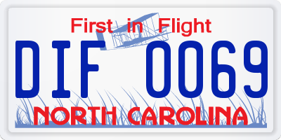 NC license plate DIF0069