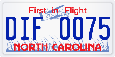 NC license plate DIF0075