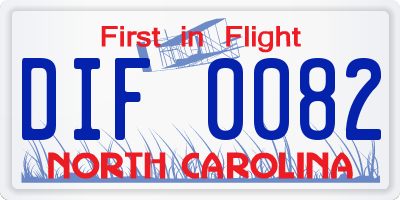 NC license plate DIF0082