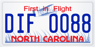 NC license plate DIF0088