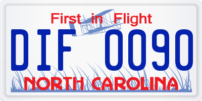 NC license plate DIF0090