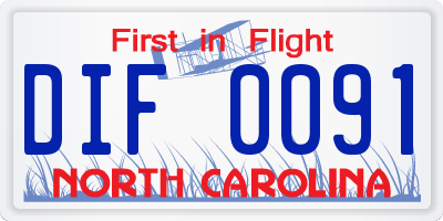 NC license plate DIF0091