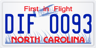 NC license plate DIF0093