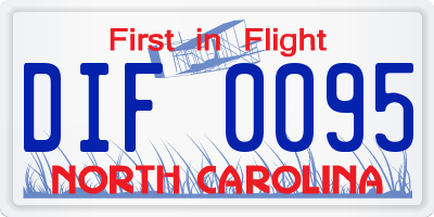 NC license plate DIF0095