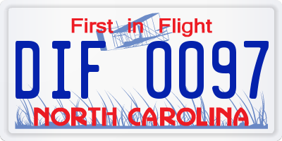 NC license plate DIF0097