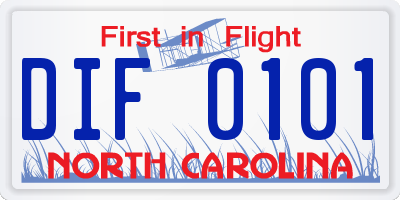 NC license plate DIF0101