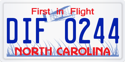 NC license plate DIF0244