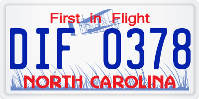 NC license plate DIF0378