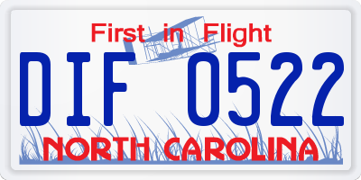 NC license plate DIF0522