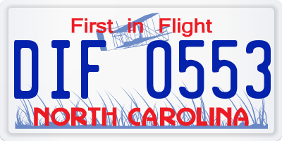NC license plate DIF0553