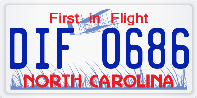 NC license plate DIF0686