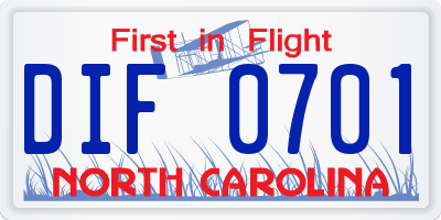 NC license plate DIF0701