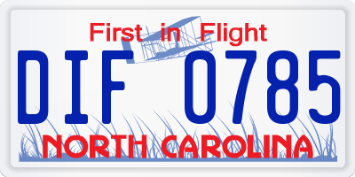NC license plate DIF0785