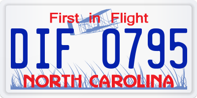 NC license plate DIF0795