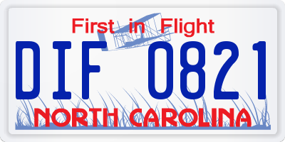NC license plate DIF0821