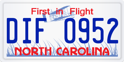 NC license plate DIF0952