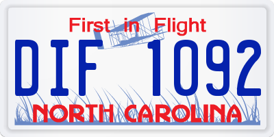 NC license plate DIF1092