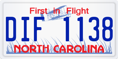 NC license plate DIF1138