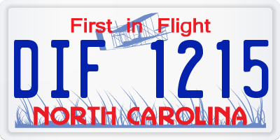 NC license plate DIF1215