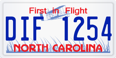 NC license plate DIF1254