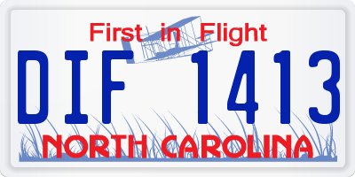 NC license plate DIF1413