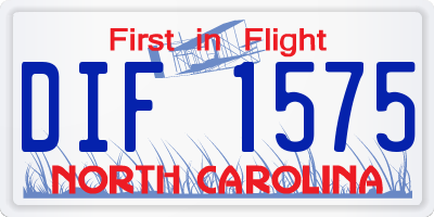 NC license plate DIF1575
