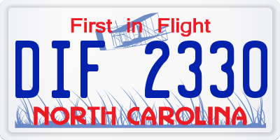 NC license plate DIF2330