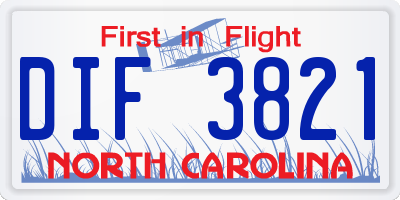 NC license plate DIF3821