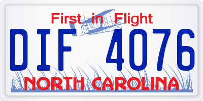 NC license plate DIF4076