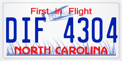 NC license plate DIF4304
