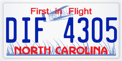 NC license plate DIF4305