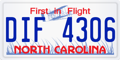 NC license plate DIF4306