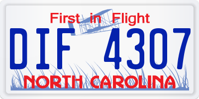 NC license plate DIF4307