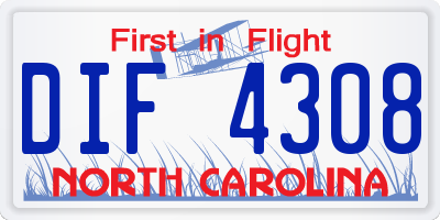 NC license plate DIF4308