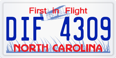 NC license plate DIF4309