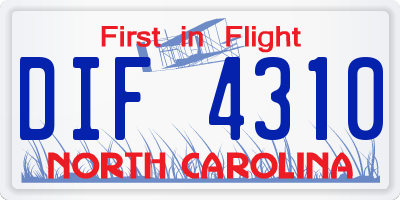 NC license plate DIF4310