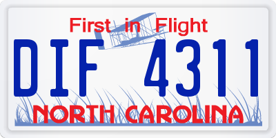 NC license plate DIF4311