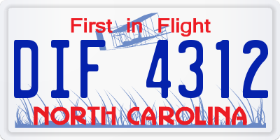 NC license plate DIF4312