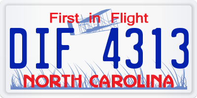 NC license plate DIF4313