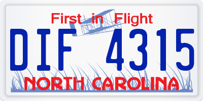 NC license plate DIF4315