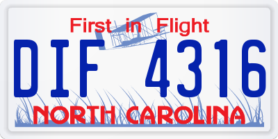 NC license plate DIF4316
