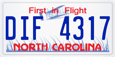NC license plate DIF4317