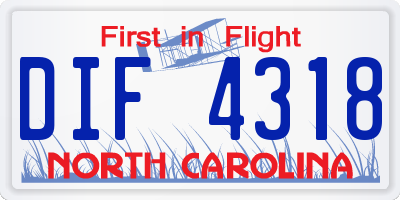 NC license plate DIF4318
