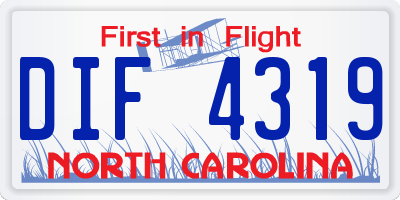 NC license plate DIF4319