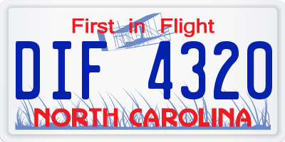 NC license plate DIF4320