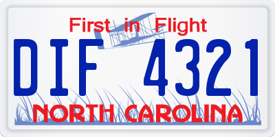 NC license plate DIF4321