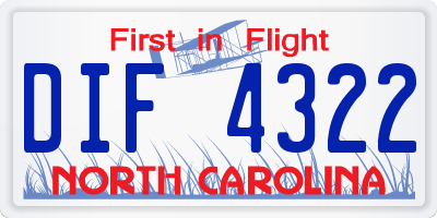 NC license plate DIF4322