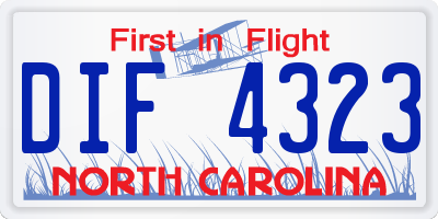 NC license plate DIF4323