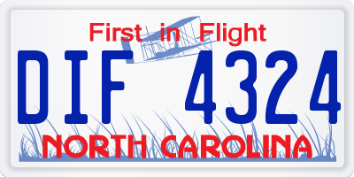 NC license plate DIF4324